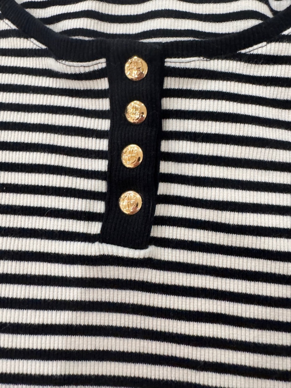 Anine Bing Black & White Striped Henley Tank: elevated casual - Picture 7 of 11
